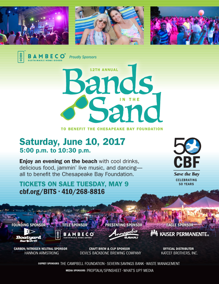 BITS2017 PropTalkFullSponsorAdBands in the Sand, BITS, benefit for Chesapeake Bay Foundation, Boatyard philanthropy